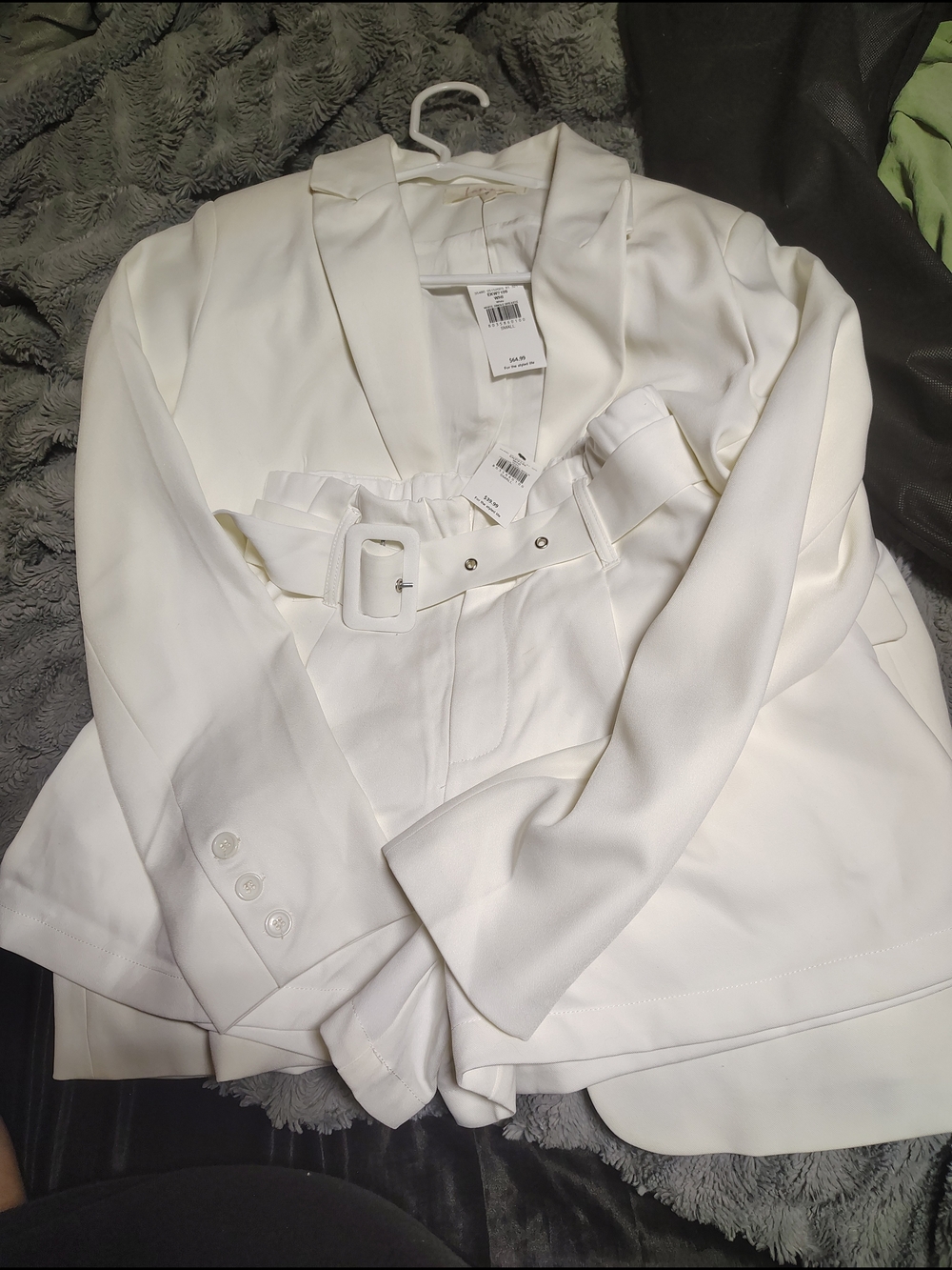 Fanco White Belted Dress Shorts And Tailored Blazer